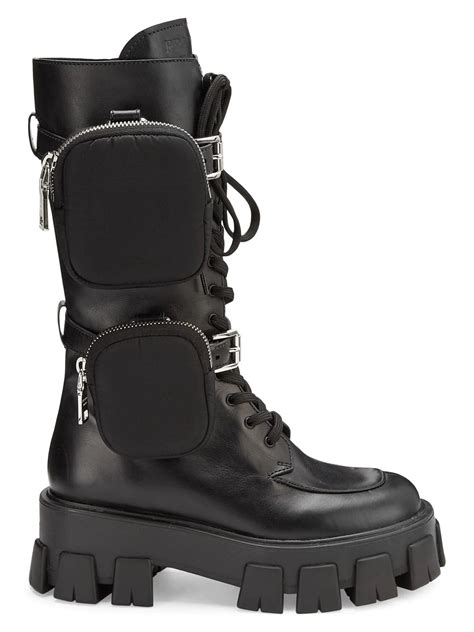 prada combat boots brown|Prada genuine leather boots.